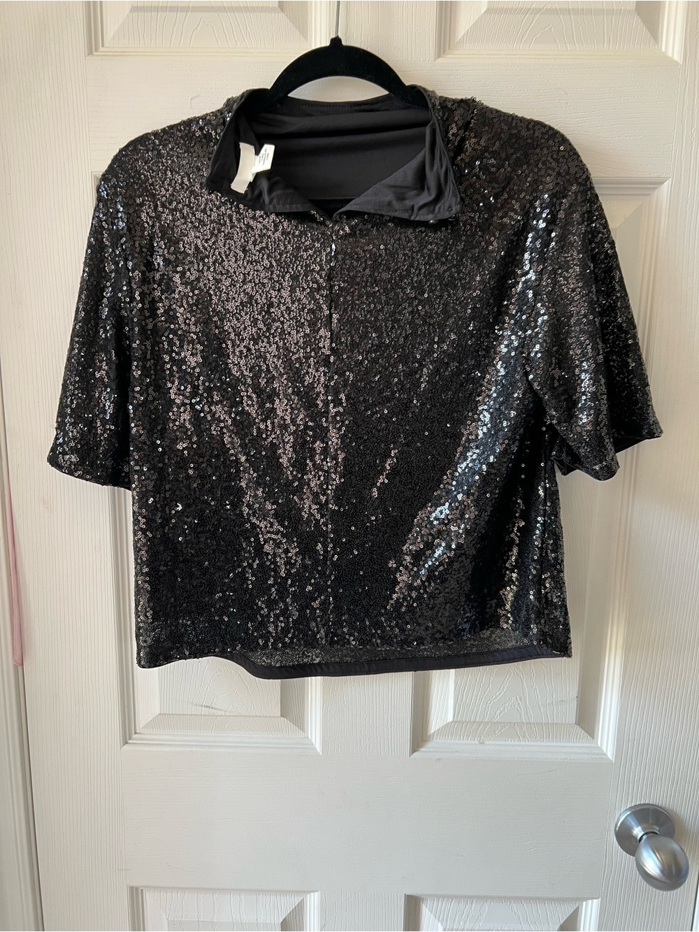 H&M Black Sequin Short-Sleeve Tee